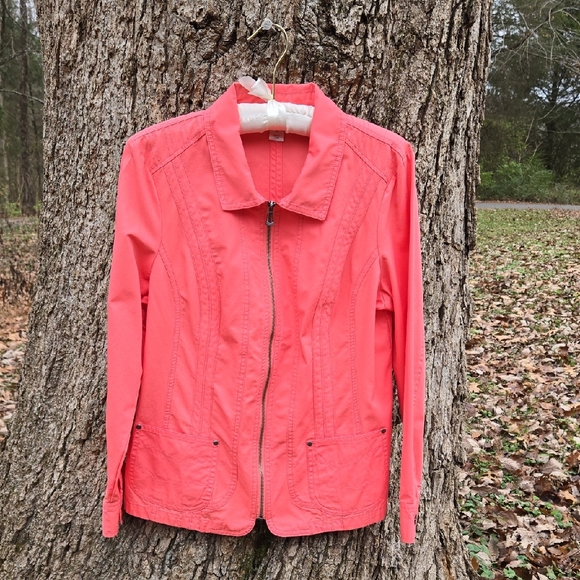 Christopher & Banks Jackets & Blazers - Christopher & Banks Vibrant Coral Utility Jacket. Size M. Like New!